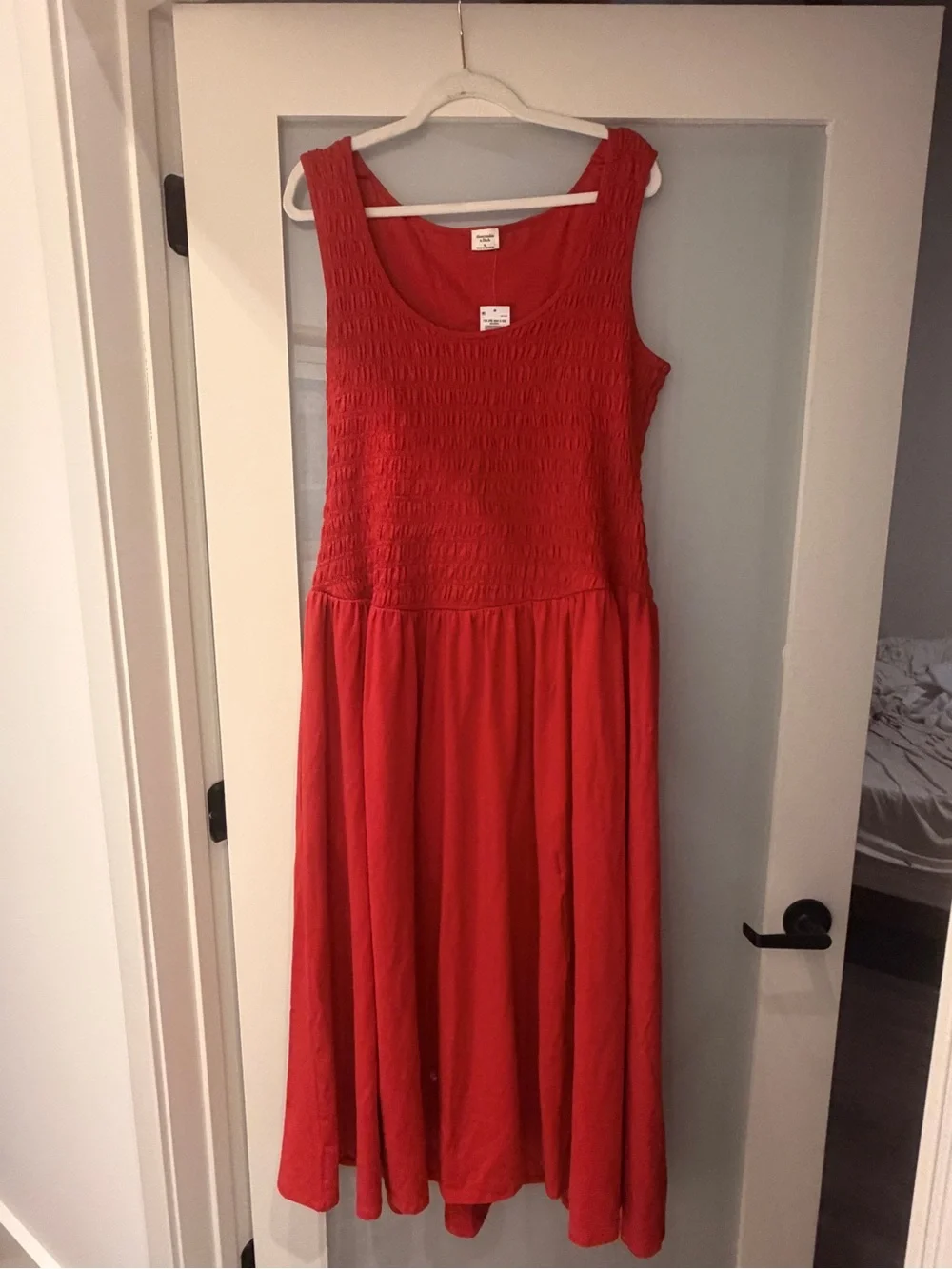 NWT Abercrombie Sydney Smocked Reversible Midi Dress Red XL